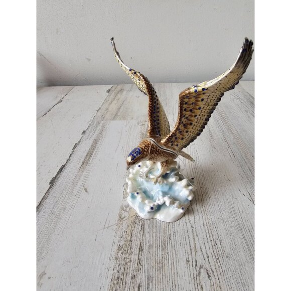 Kalifano hawk jeweled trinket jewelry box keepsake rhinestone bird waves unique - Picture 2 of 9